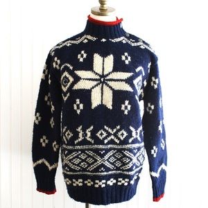 VINTAGE RALPH LAUREN-Alpaca Wool🦙 Snowflake❄️ Heavy Knit Sweater🧶Ladies Medium